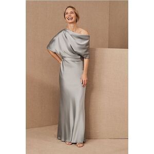 New Amsale Pryce Off-Shoulder Satin Column Gown size 14